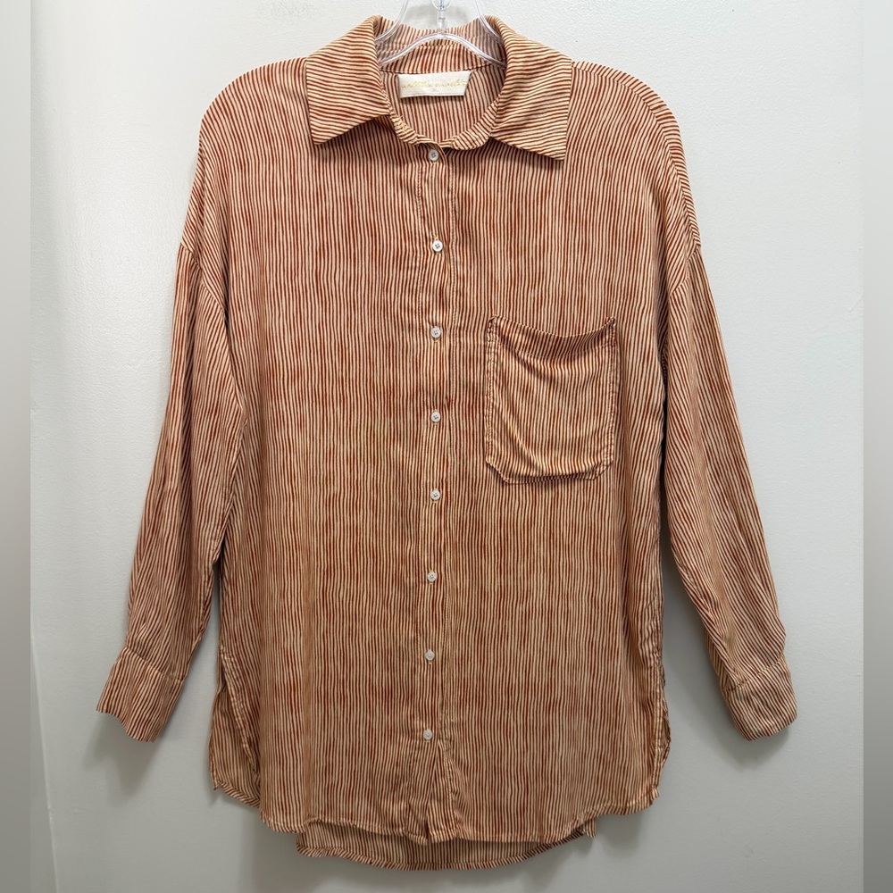 Natalie Martin Button Up Shirt Long Sleeve Striped Size S
